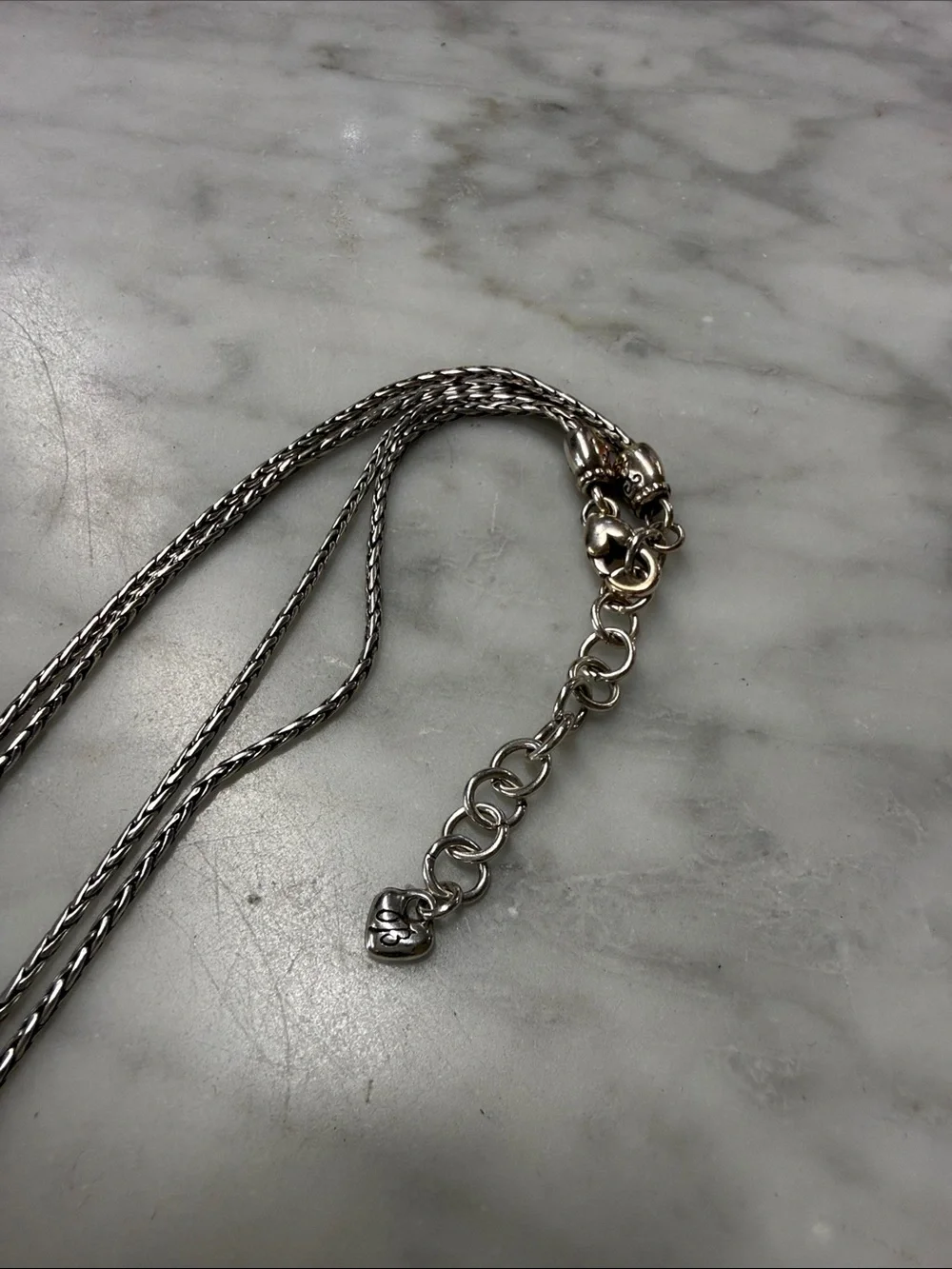 Brighton Double Strand Silver Plated Necklace with Deco Lace Pendant